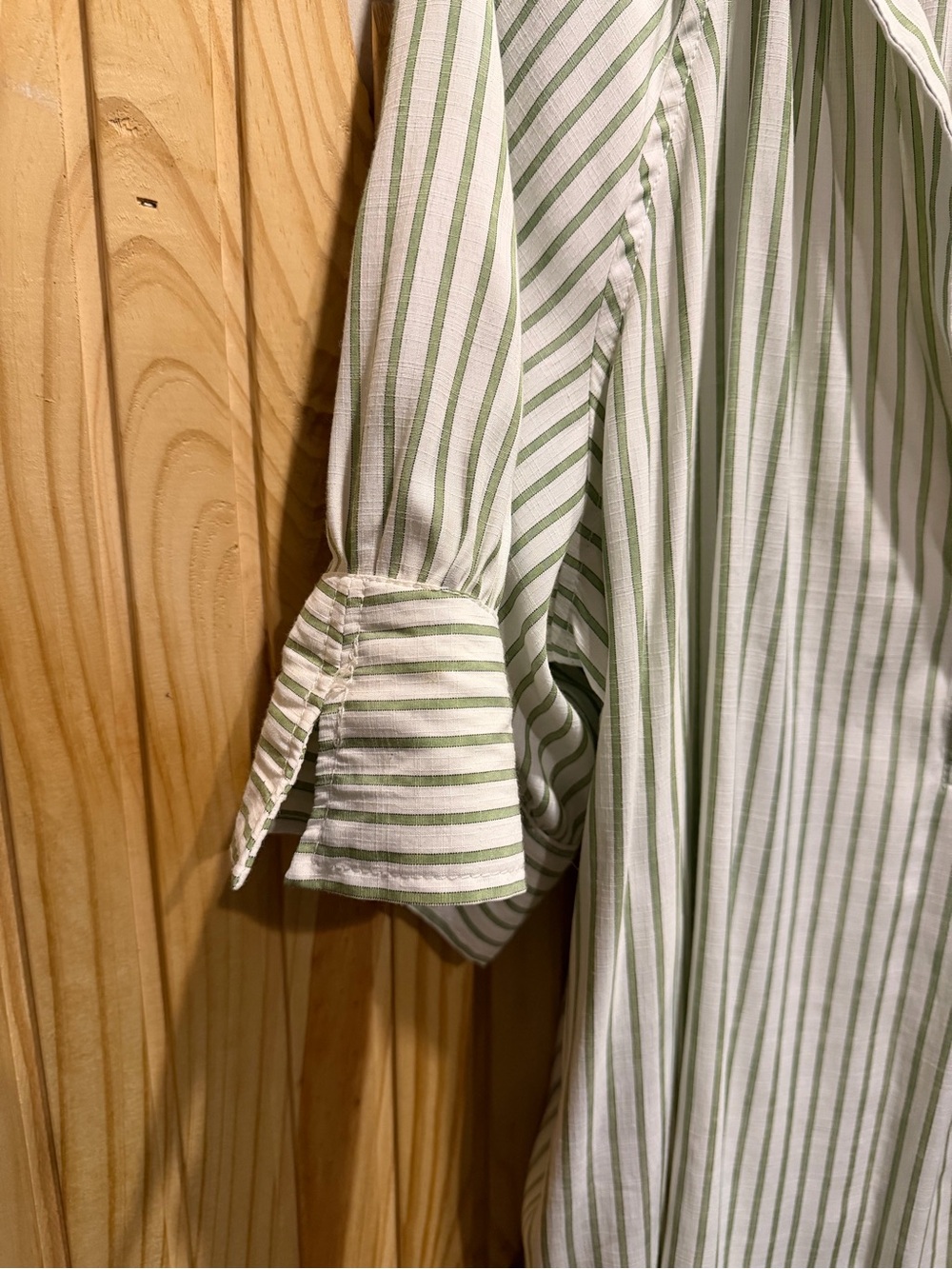 Max Studio Green and White Striped Button-Front Tunic Top - Picture 7 of 7